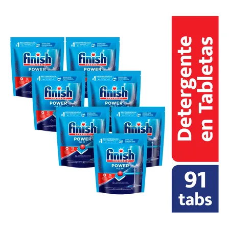 Pack 91 Tabletas Finish Powerball Detergente Lavavajillas