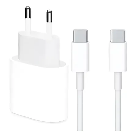 Cargador Original Para iPhone 15/16/17 Apple 20w + C A C 1mt Blanco