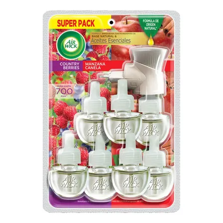 Airwick Aromatizante Eléctrico 1 Aparato + 7 Repuestos Manzana Canela y Frutos del Bosque