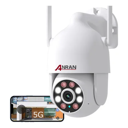 Anran N30W1548 Cámara de Seguridad Wifi Ip Exterior Impermeable 5G 2.4G Alarma PTZ Visión Nocturna 3MP Blanco